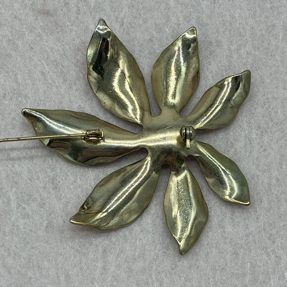 Vtg. Red Poinsettia Flower Brooch Sparklecore Statement MCM - Picture 4 of 7